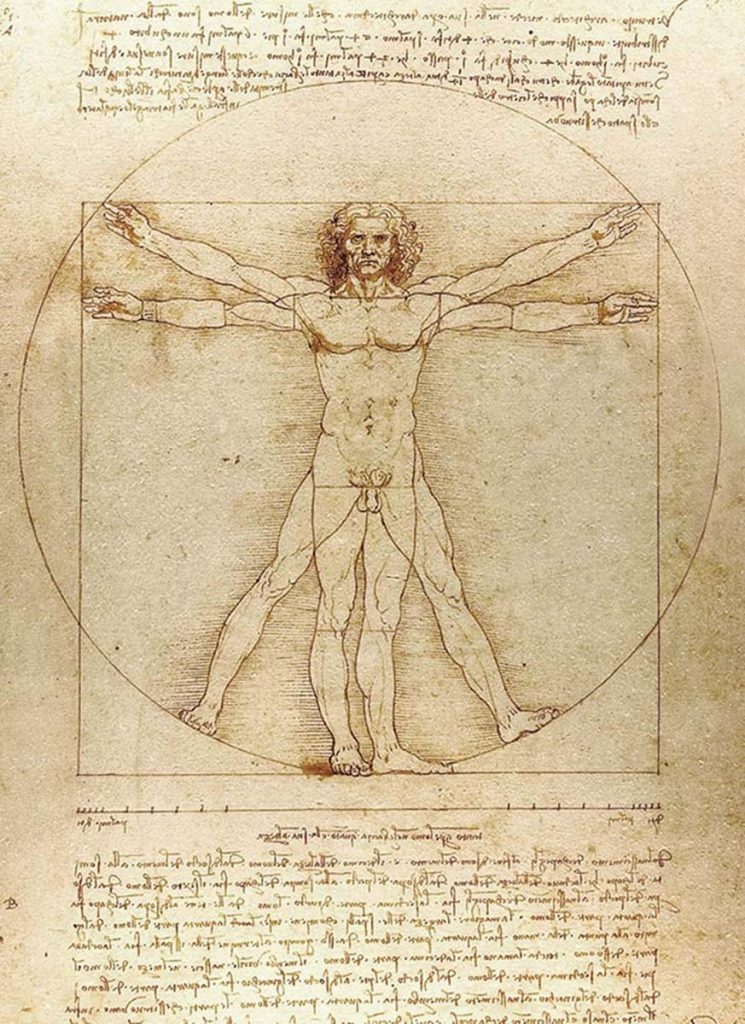 Vitruvian Man, by Leonardo da Vinci, ca 1490